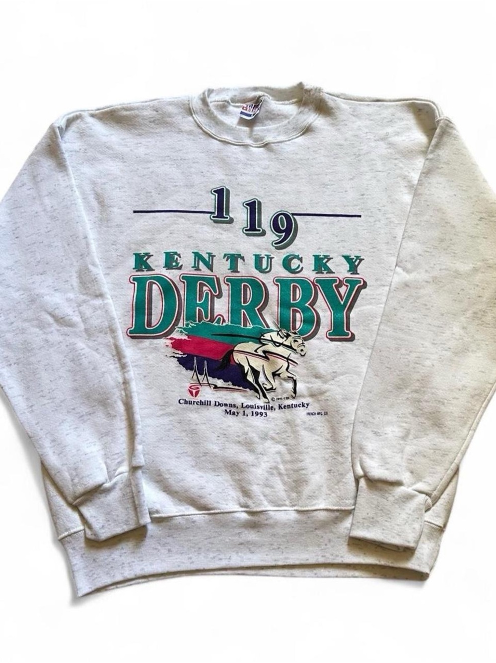 Vintage 1990s Kentucky Derby 1993 Graphic Crewneck Sweatshirt - Gray L
